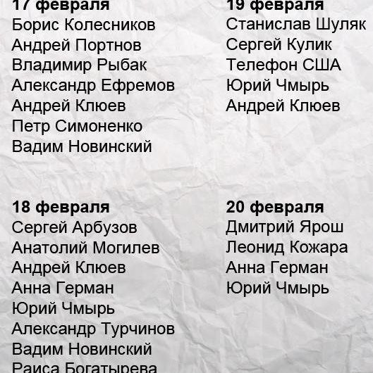 З’явився список відвідувачів Януковича під час стрілянини в Києві